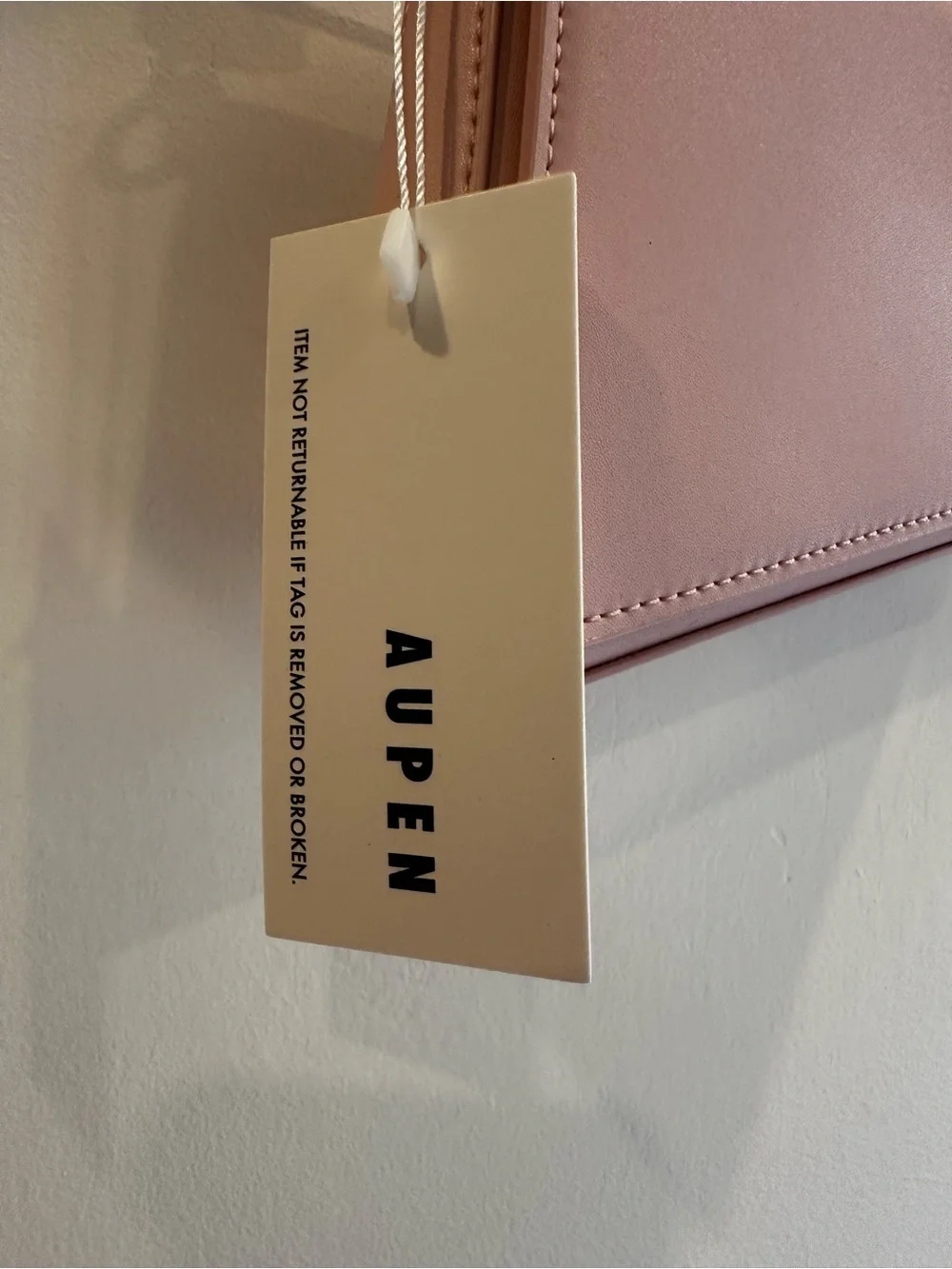 Aupen Pink Asymmetrical Shoulder Clutch with Gold Hardware